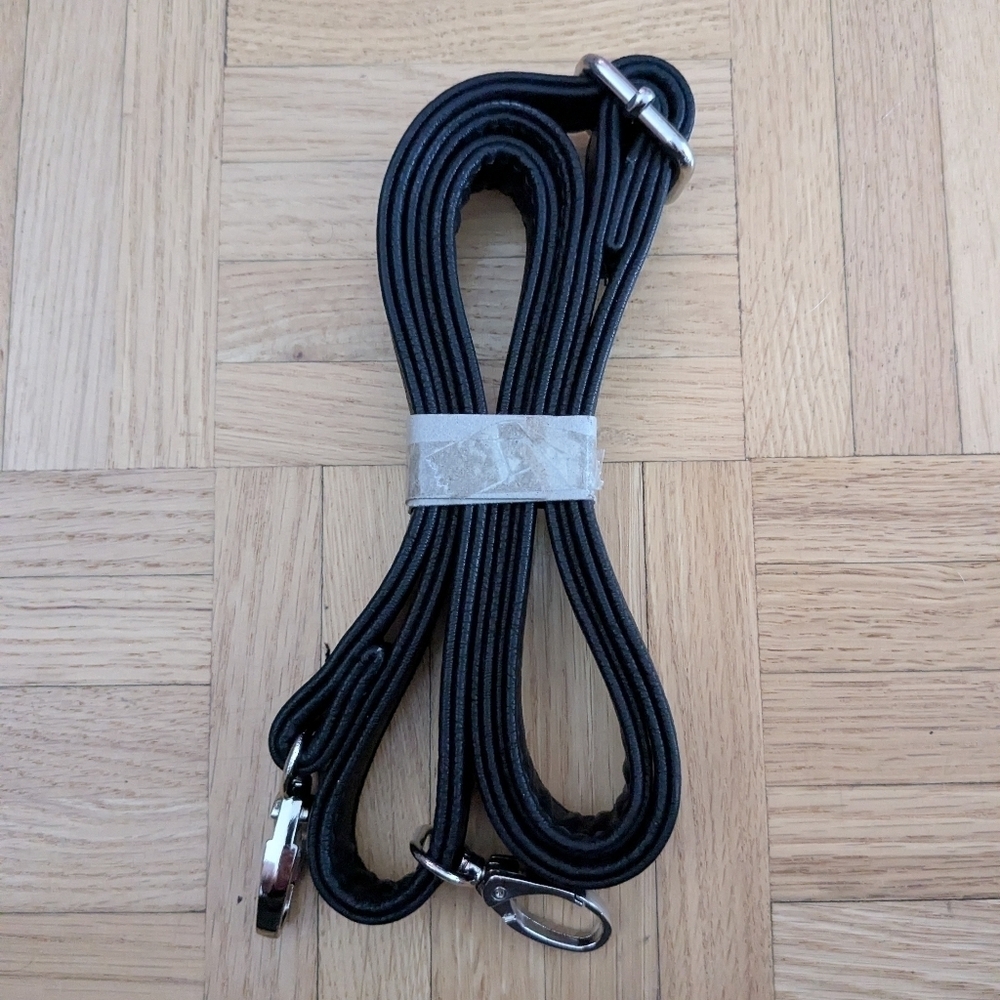 Black Shoulder Strap For Purse With Clips Faux Leather Adjustable